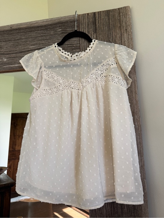 mine Tops - Mine Cream Swiss Dot Eyelet Lace Blouse